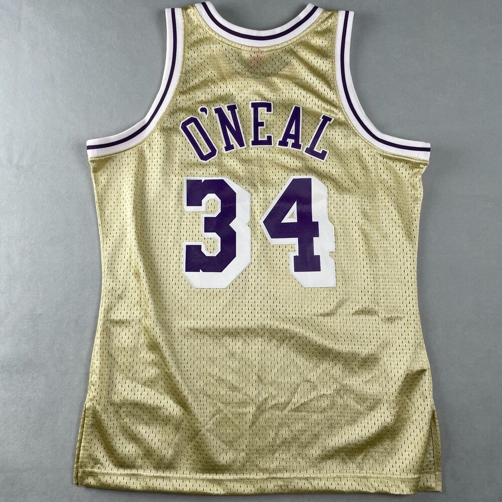 Shaquille O'Neal #34 LA Lakers 1996-97 Mitchell Ness‎ Gold Swingman Jersey Sz M - Picture 2 of 10